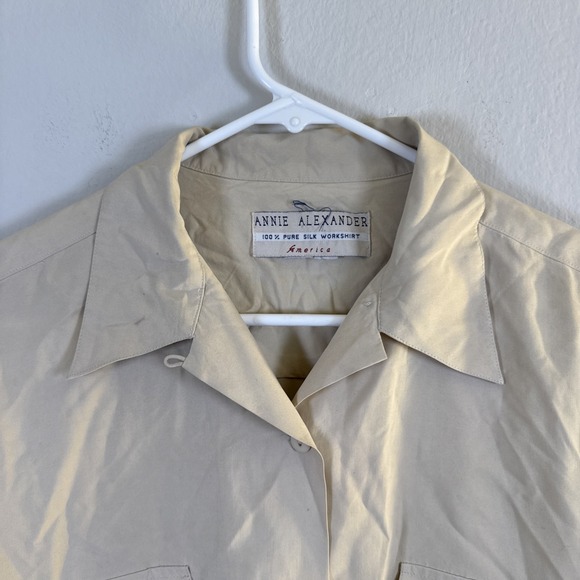 Annie Alexander Womens Pure Silk Brown Long Sleeve Workshirt America Size L - Picture 4 of 10